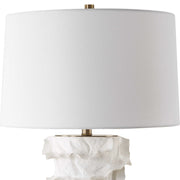 Uttermost Wisp White Glazed Textured Ceramic Table Lamp With White Linen Shade