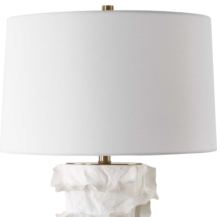 Uttermost Wisp White Glazed Textured Ceramic Table Lamp With White Linen Shade