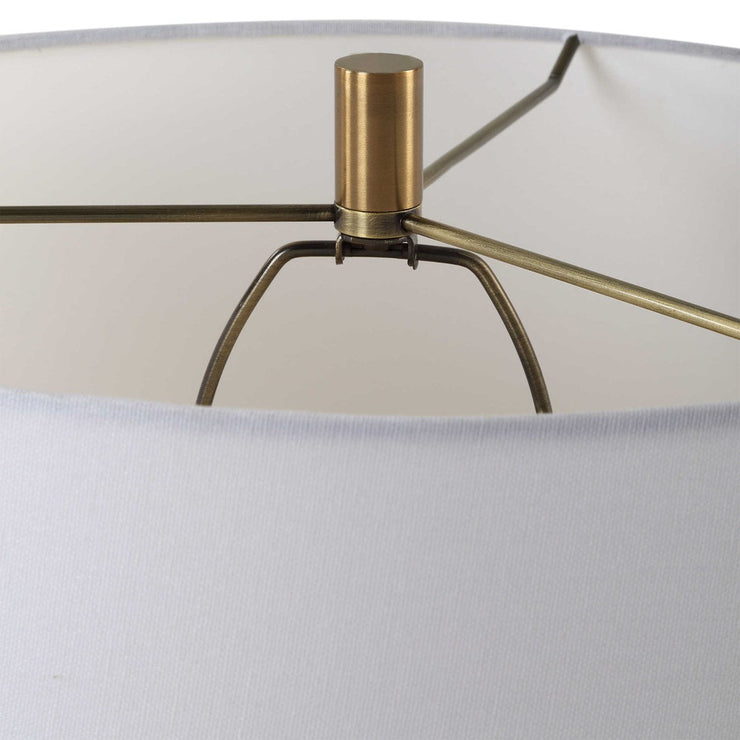 Uttermost Wisp White Glazed Textured Ceramic Table Lamp With White Linen Shade