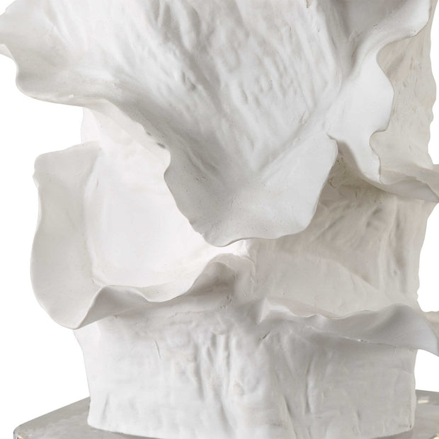 Uttermost Wisp White Glazed Textured Ceramic Table Lamp With White Linen Shade