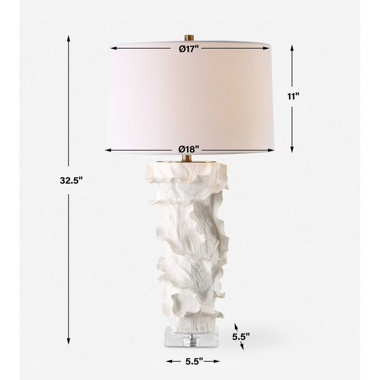 Uttermost Wisp White Glazed Textured Ceramic Table Lamp With White Linen Shade