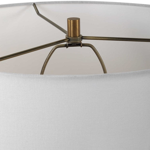 Uttermost Stratified Matte White Glaze Table Lamp With Linen Shade