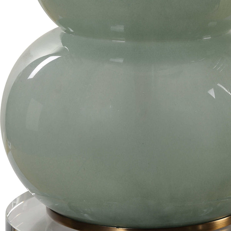 Uttermost Sanctuary Greenish-Gray Glass Table Lamp With White Linen Shade