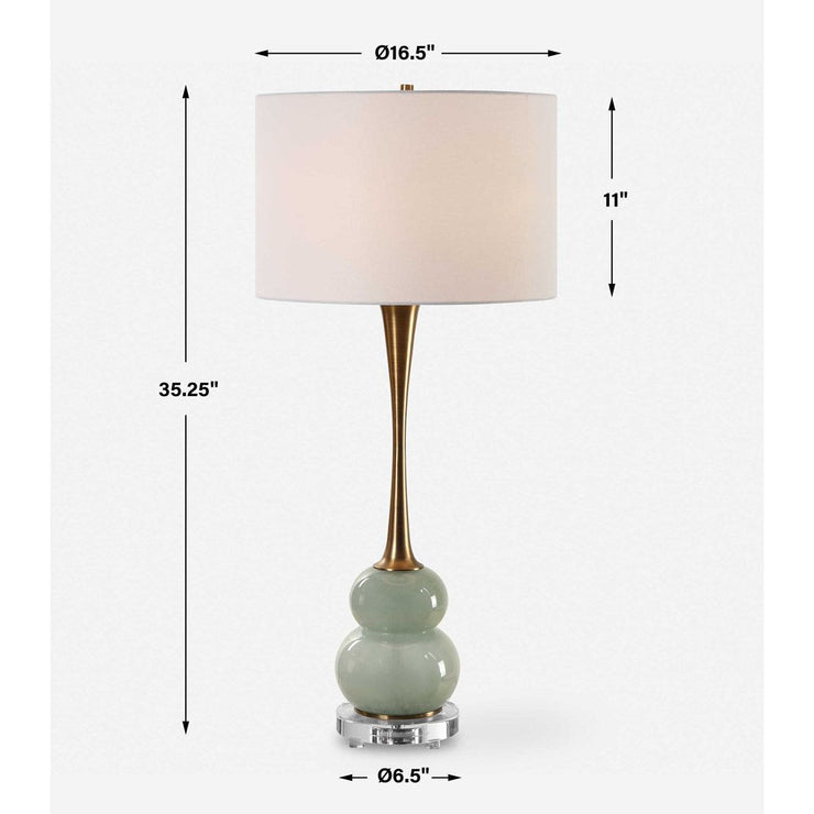Uttermost Sanctuary Greenish-Gray Glass Table Lamp With White Linen Shade