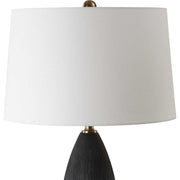 Uttermost Jett Matte Black Ceramic Table Lamp With White Linen Shade