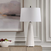 Uttermost Loire Cream Glazed Ceramic Table Lamp With White Linen Shade