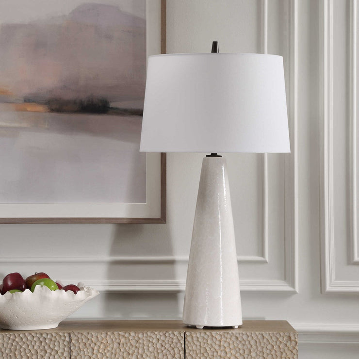 Uttermost Loire Cream Glazed Ceramic Table Lamp With White Linen Shade