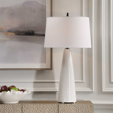 Uttermost Loire Cream Glazed Ceramic Table Lamp With White Linen Shade