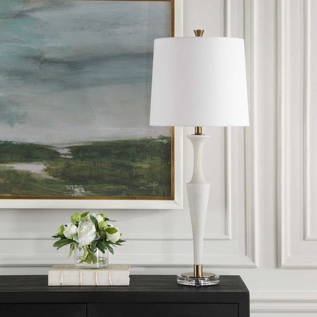 Uttermost Colette Ivory Stone Table Lamp With White Linen Shade