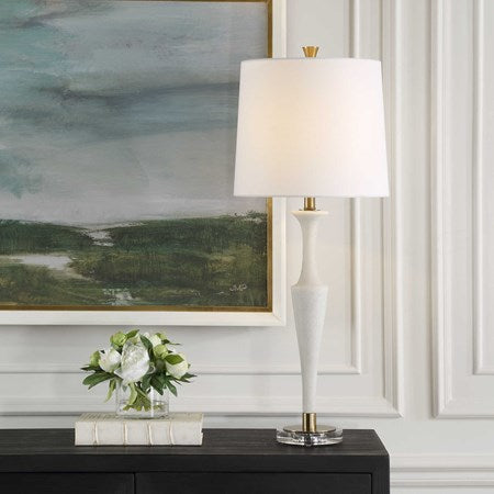 Uttermost Colette Ivory Stone Table Lamp With White Linen Shade