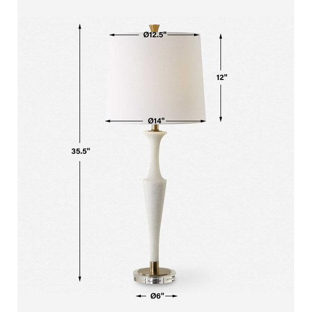 Uttermost Colette Ivory Stone Table Lamp With White Linen Shade