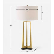 Uttermost Crossroads Antiqued Brass and Black Marble Table Lamp With White Linen Shade
