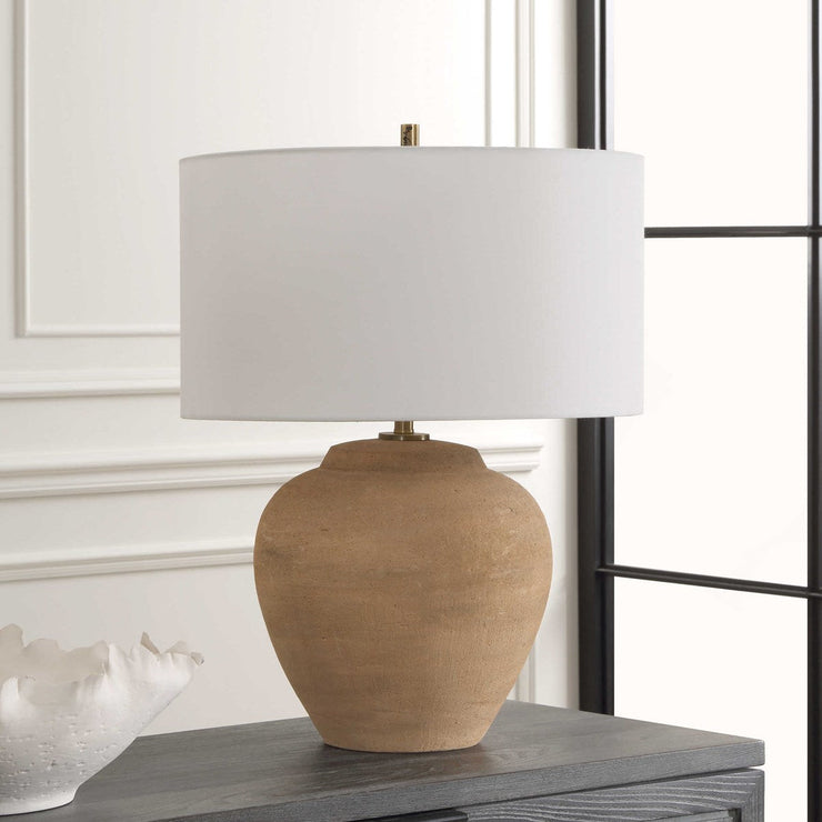 Uttermost Treviso Terracotta Table Lamp With White Linen Shade