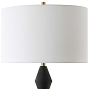 Uttermost Threefold Black Stone Table Lamp With White Linen Shade