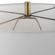 Uttermost Threefold Black Stone Table Lamp With White Linen Shade