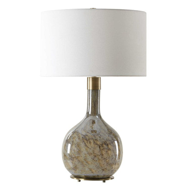 Uttermost Rhine Seeded Glass Table Lamp With White Linen Shade