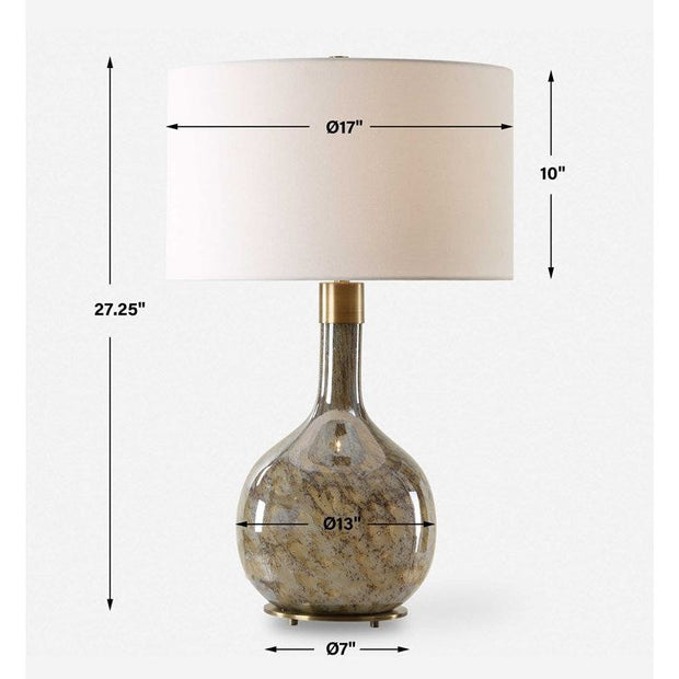 Uttermost Rhine Seeded Glass Table Lamp With White Linen Shade