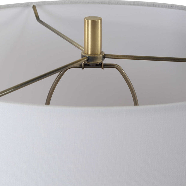 Uttermost Meltdown Ivory and Teal Textured Ceramic Table Lamp With White Linen Shade