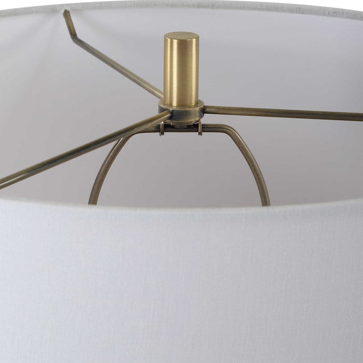 Uttermost Meltdown Ivory and Teal Textured Ceramic Table Lamp With White Linen Shade