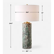 Uttermost Meltdown Ivory and Teal Textured Ceramic Table Lamp With White Linen Shade