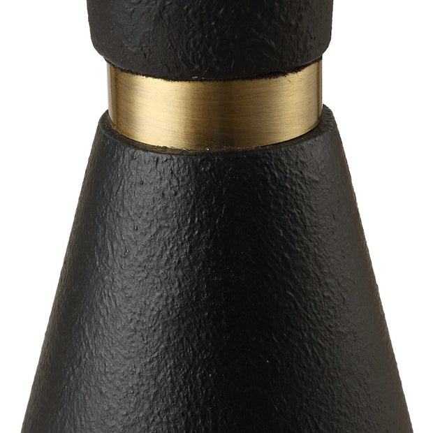 Uttermost Layla Aged Black Iron and Antiqued Brass Floor Lamp With White Linen Shade