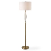 Uttermost Quite Antique Brass and White Ceramic The Buzz Floor Lamp With Linen Shade