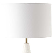Uttermost Quite Antique Brass and White Ceramic The Buzz Floor Lamp With Linen Shade