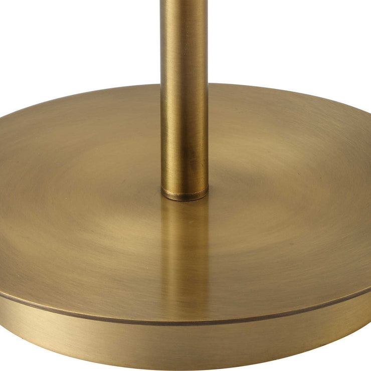 Uttermost Quite Antique Brass and White Ceramic The Buzz Floor Lamp With Linen Shade