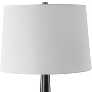 Uttermost Foster Textured Black Glaze Ceramic Table Lamp With White Linen Shade