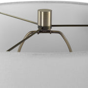 Uttermost Foster Textured Black Glaze Ceramic Table Lamp With White Linen Shade