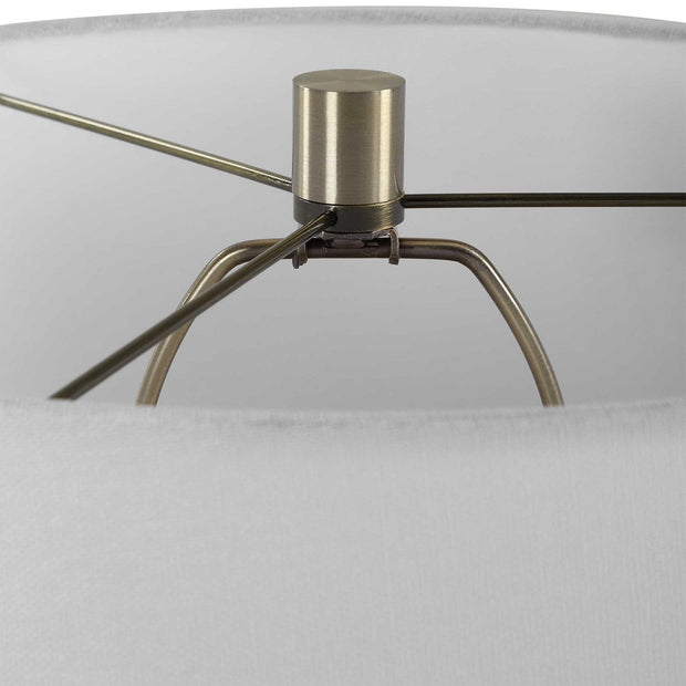 Uttermost Foster Textured Black Glaze Ceramic Table Lamp With White Linen Shade