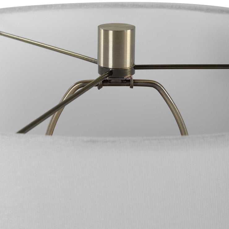 Uttermost Foster Textured Black Glaze Ceramic Table Lamp With White Linen Shade