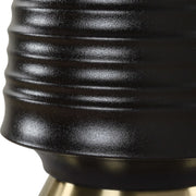 Uttermost Foster Textured Black Glaze Ceramic Table Lamp With White Linen Shade
