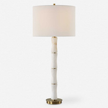 Uttermost Unify Polished Alabaster Table Lamp With White Linen Shade