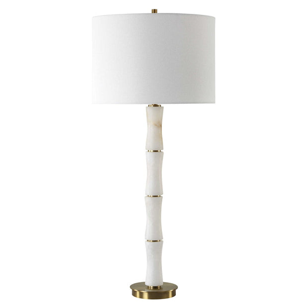 Uttermost Unify Polished Alabaster Table Lamp With White Linen Shade