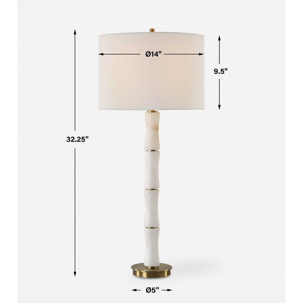 Uttermost Unify Polished Alabaster Table Lamp With White Linen Shade