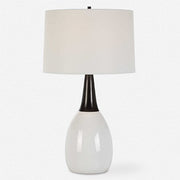Uttermost Fralin Crackled White Ceramic Table Lamp With Linen