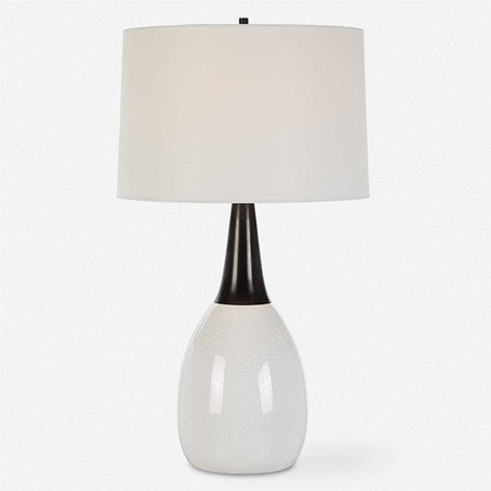 Uttermost Fralin Crackled White Ceramic Table Lamp With Linen