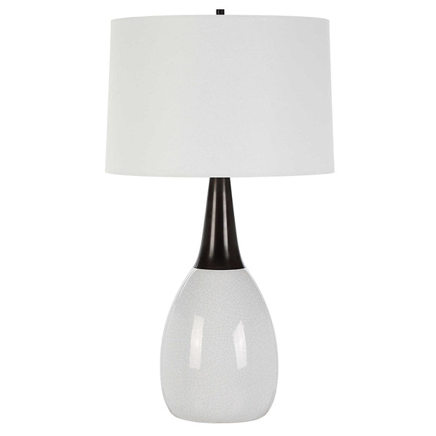 Uttermost Fralin Crackled White Ceramic Table Lamp With Linen