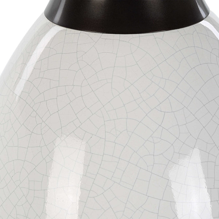 Uttermost Fralin Crackled White Ceramic Table Lamp With Linen