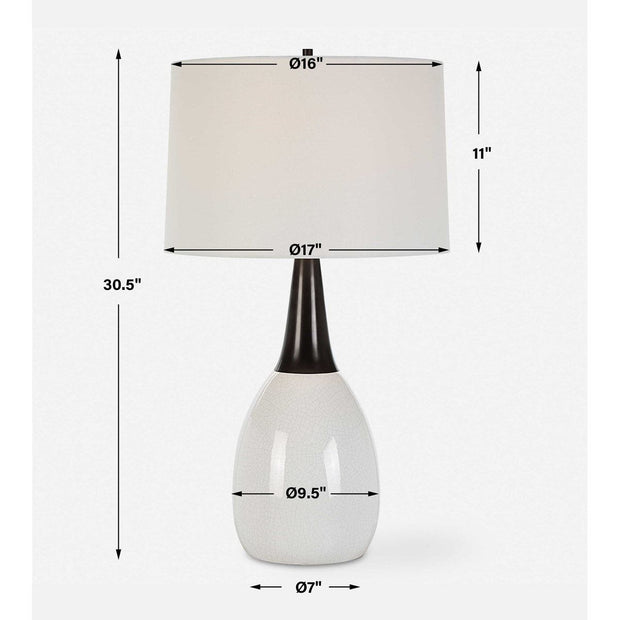 Uttermost Fralin Crackled White Ceramic Table Lamp With Linen