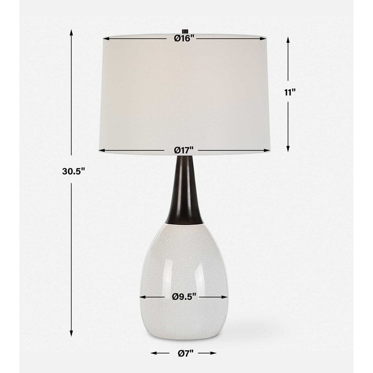 Uttermost Fralin Crackled White Ceramic Table Lamp With Linen