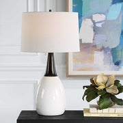 Uttermost Fralin Crackled White Ceramic Table Lamp With Linen