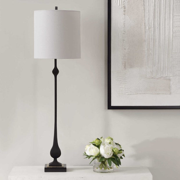 Uttermost Hightower Buffet Lamp With White Linen Shade
