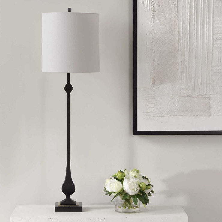 Uttermost Hightower Buffet Lamp With White Linen Shade