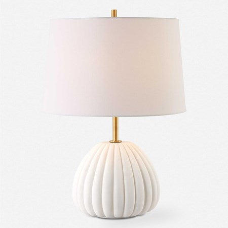 Uttermost Lynna Ivory Stone Table Lamp With White Linen Shade