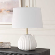 Uttermost Lynna Ivory Stone Table Lamp With White Linen Shade