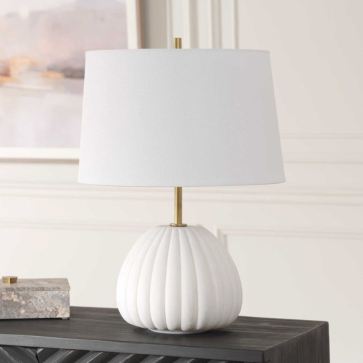 Uttermost Lynna Ivory Stone Table Lamp With White Linen Shade