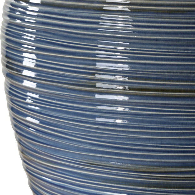 Uttermost Moher Blue Glazed Textured Ceramic Table Lamp With White Linen Shade