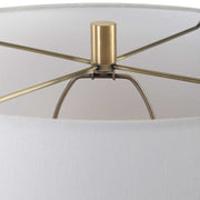 Uttermost Nocturnal Black Stone and Brass Table Lamp With White Linen Shade